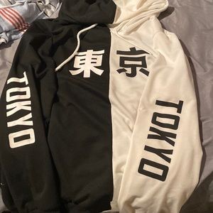 Size M, Black and white tokyo hoodie